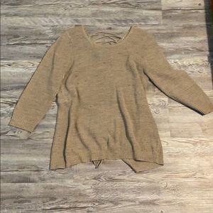 3/4 sleeve tan lace up in the back